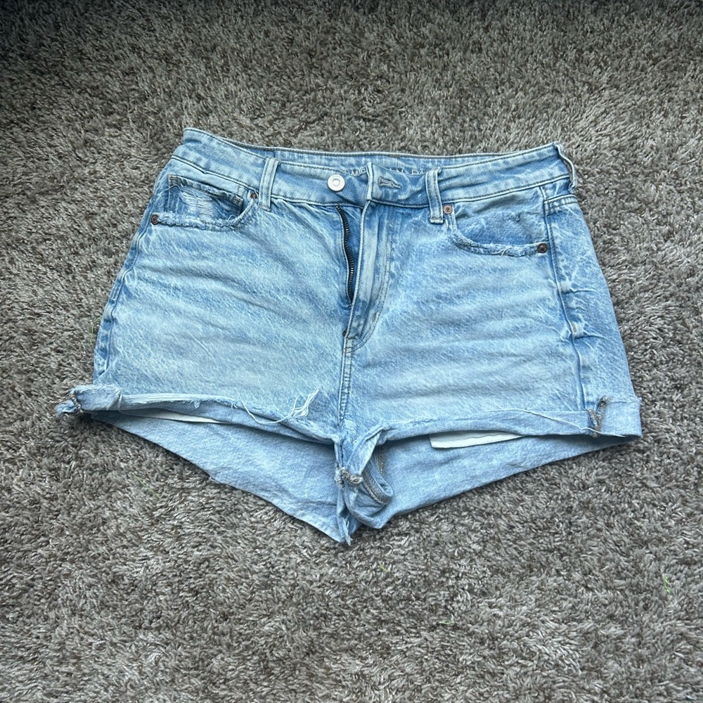 American Eagle Outfitters Blue Jean Shorts High-Waisted Distressed